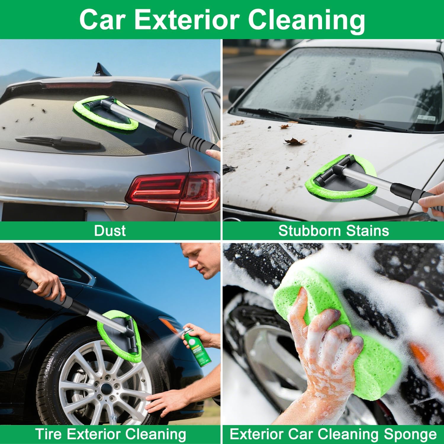 XINDELL Premium Windshield Cleaning Kit: Extendable Tool with Microfiber Pads for All...