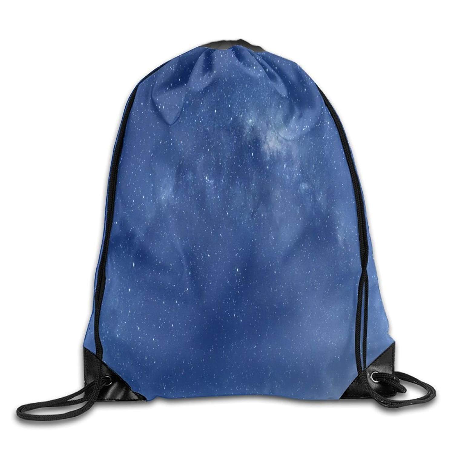 KIMIOE Multifunction Large Drawstring Bucket Bag Backpack Rucksack Shoulder Bags Gym Bag Starry Sky 14"x17"
