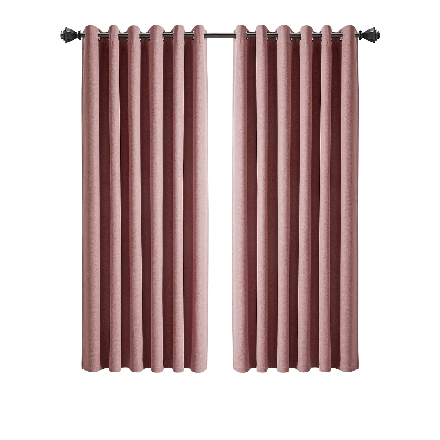 INSPIRE HOMEWARE Linen Curtains for Bedroom 66x54 Inch Drop Blush 100% Blackout eyelet Curtains Thermal Insulated Super Soft Ring Top Curtain 2 panel with Tiebacks — image 1