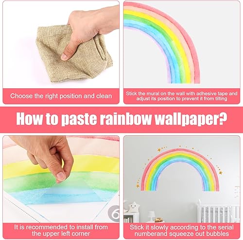 Miniatura 4 de Adhesivo de pared grande con diseño de arco iris, diseño bohemio de arco iris, calcomanías de pared para despegar y pegar, decoración de pared para