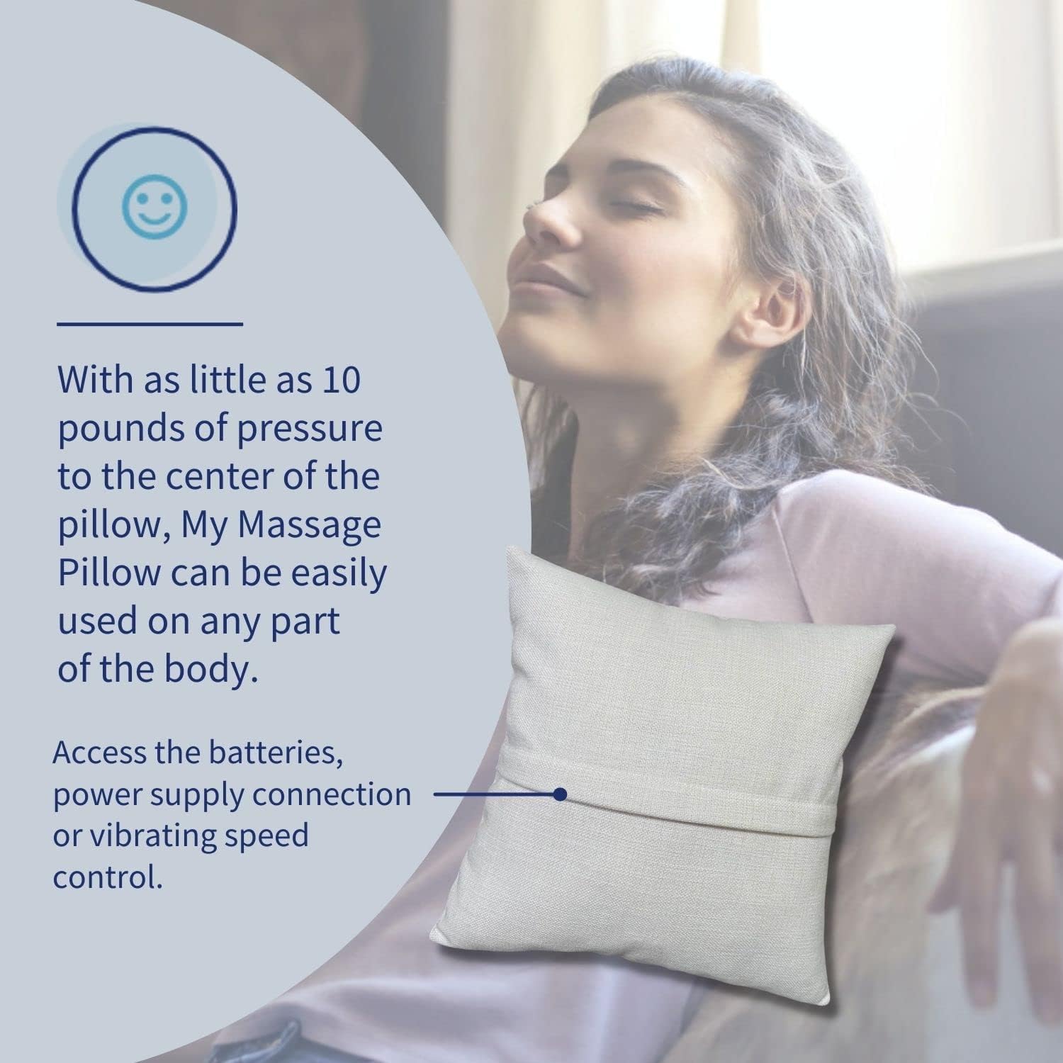 Back of My Massage Pillow showing the access point for batteries and controls.