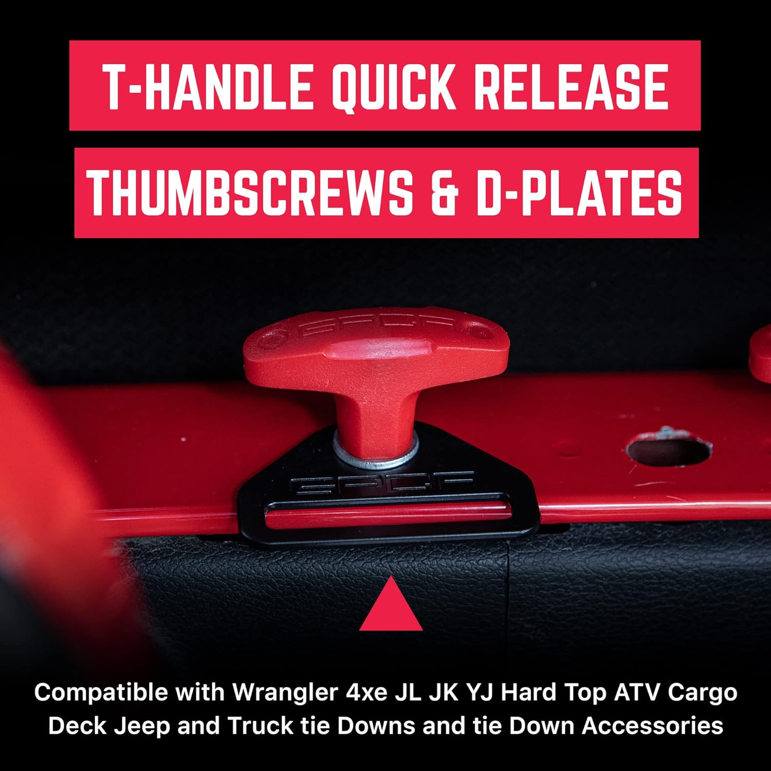 GP Anchor Thumbscrew & D-Plate Set, 6 Tie Down Anchor Bolts w/Screw Nuts & 6 D-Plates for Fast Jeep Top Removal Lift, Truck Tie Downs Jeep Wrangler Accessories for 4xe, JK JL & YJ, M8-1.25 Screw, Red