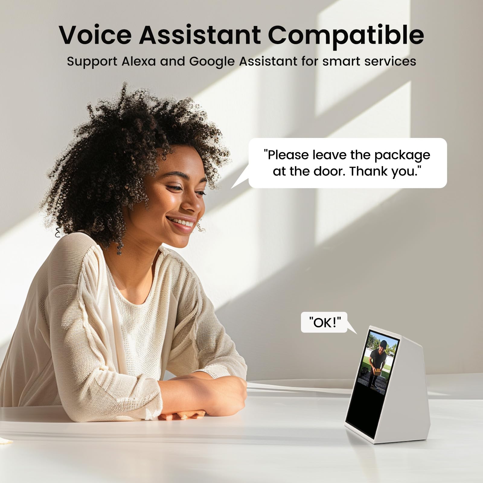 AOSU Caméra de sonnette sans fil - Vue de la tête aux pieds, détection intelligente de paquets, sonnette vidéo WiFi 2,4 G avec carillon, prend en charge le stockage local, détection humaine