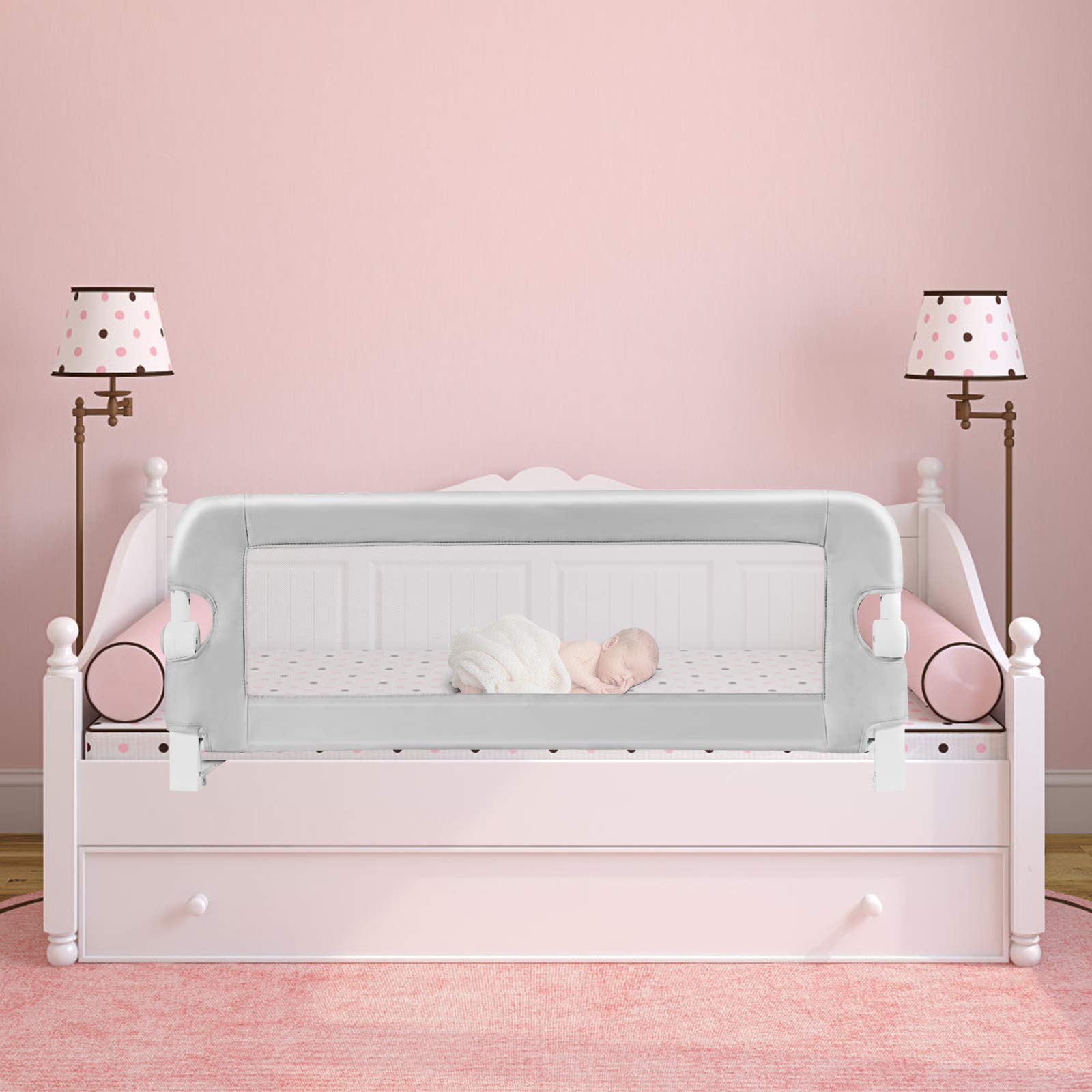 Sponde Per Lettino Per Bambini 4x50 Cm, Sponde Per Letto Di Sicurezza Per Bambini Da 200 Cm Altezza Regolabile Struttura Letto Verde 28 Cm 92293441
