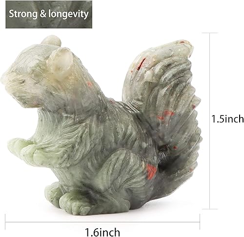 Miniatura 4 de SMQ Ardilla África de piedra de sangre de 2 pulgadas, cristal autocurativo tallado a mano de África sangre animal gema ídolo reiki colección de