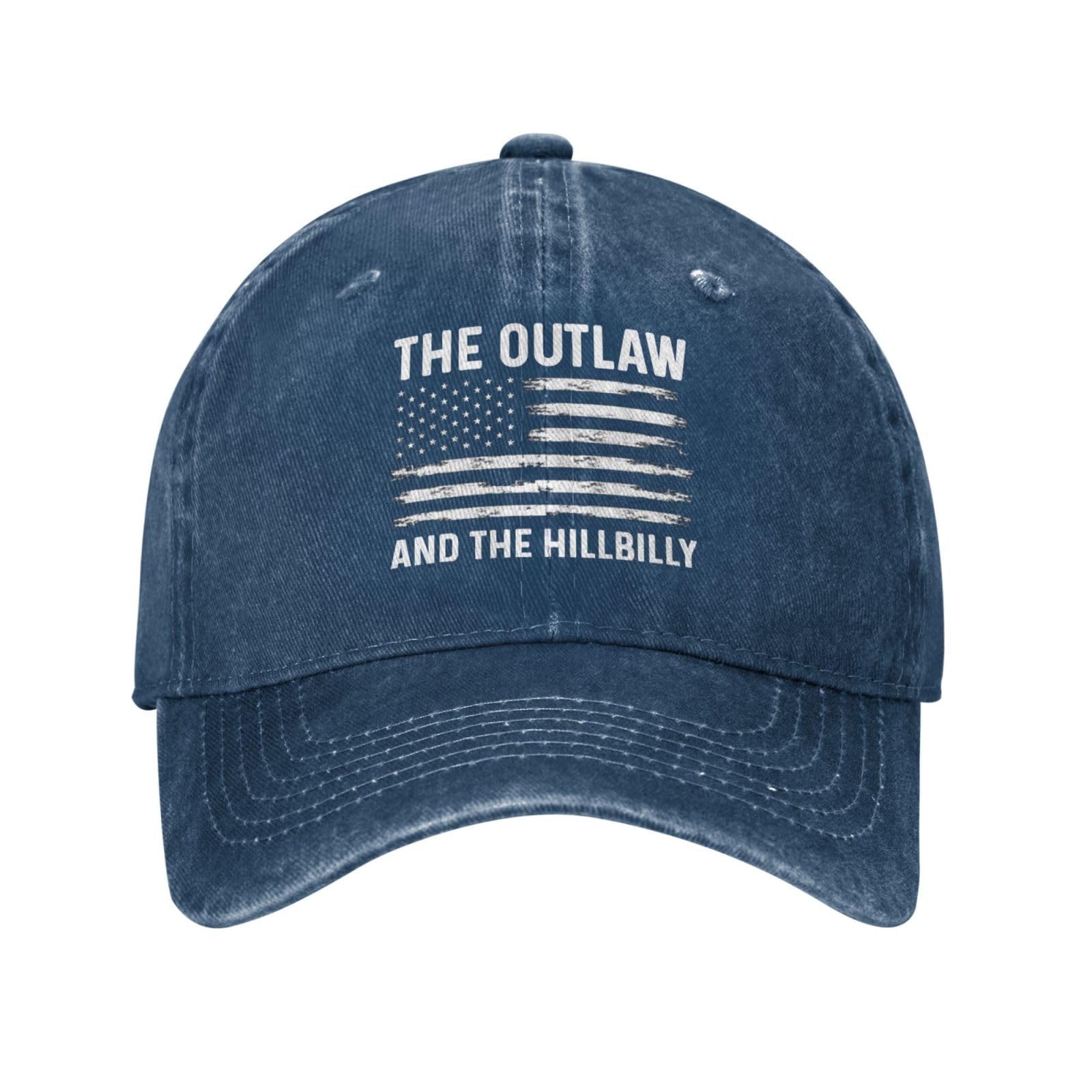 FOESUNIT Outlaw Hillbilly 2024 Flag Hat Outlaw Hillbilly Hat Navy Blue