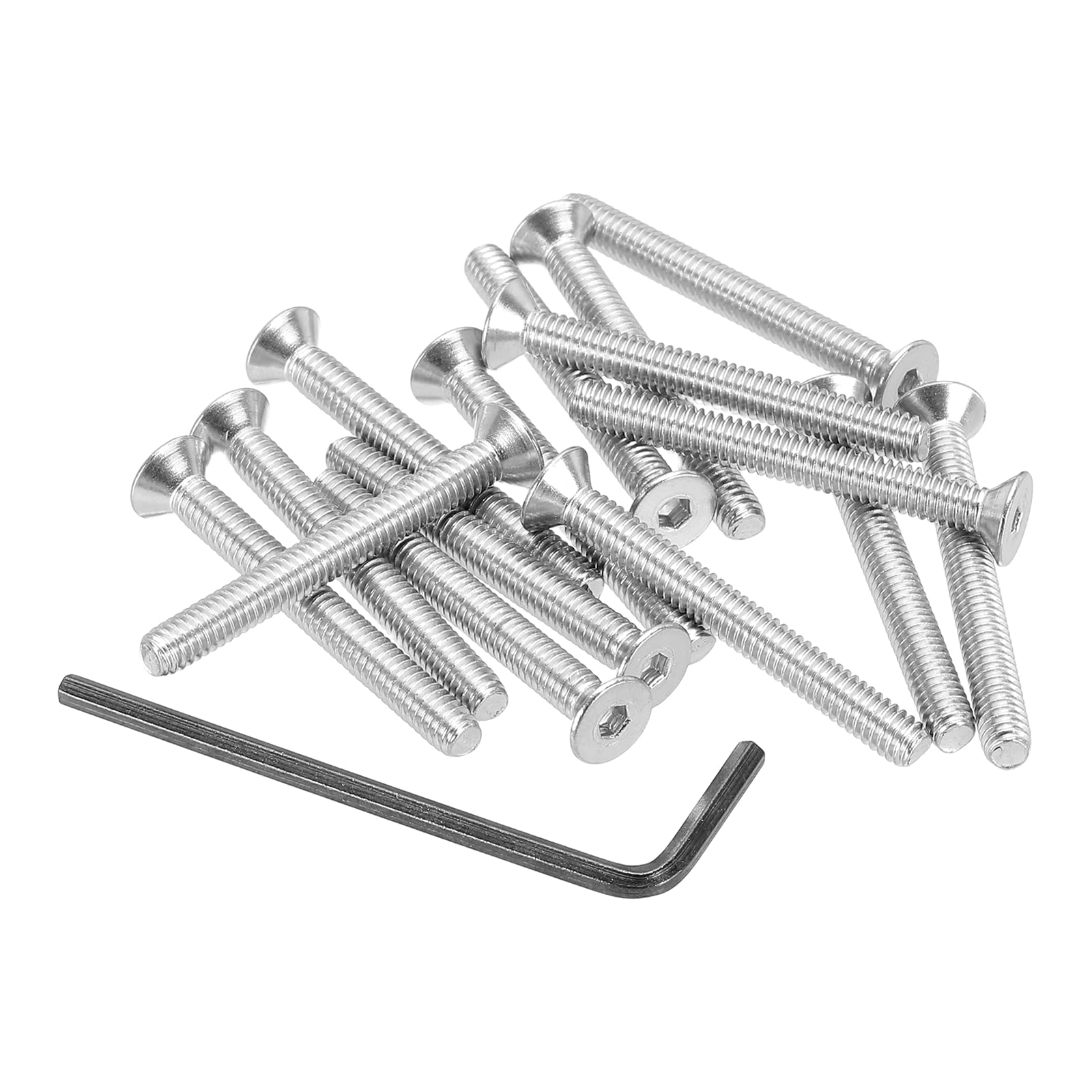 PATIKIL #8-32 x 1-1/2" Flat Head Socket Cap Screws, 20Pcs Countersunk Bolts Head Machine Screws 304 Stainless Steel (18-8) UNC Socket Drive Bolt Fasteners for Industry Machinery Household