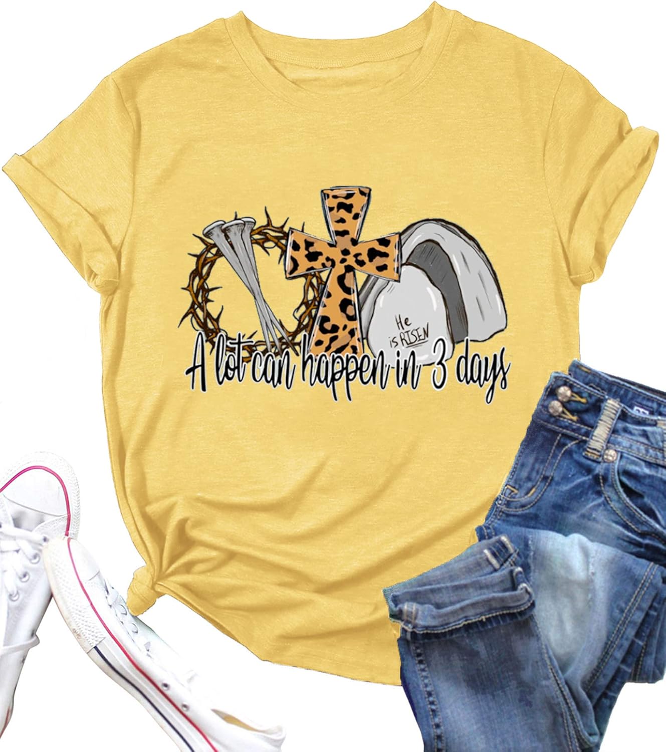 A Lot Can Happen in 3 Days Shirt Women Christian Easter Tshirts Casual Short Sleeve Religious Quotes Tee Tops