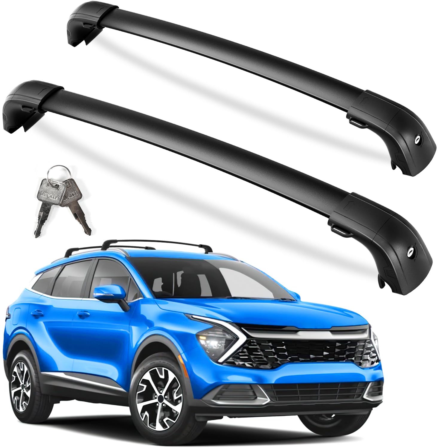 kinggeri 300lbs lockable roof rack cross bars compatible with kia sportage sx & sx prestige 2016 2017 2018 2019 2020 2021 2022 2023 2024 2025 2026 with flush side rails,anti-theft aluminum roof rails