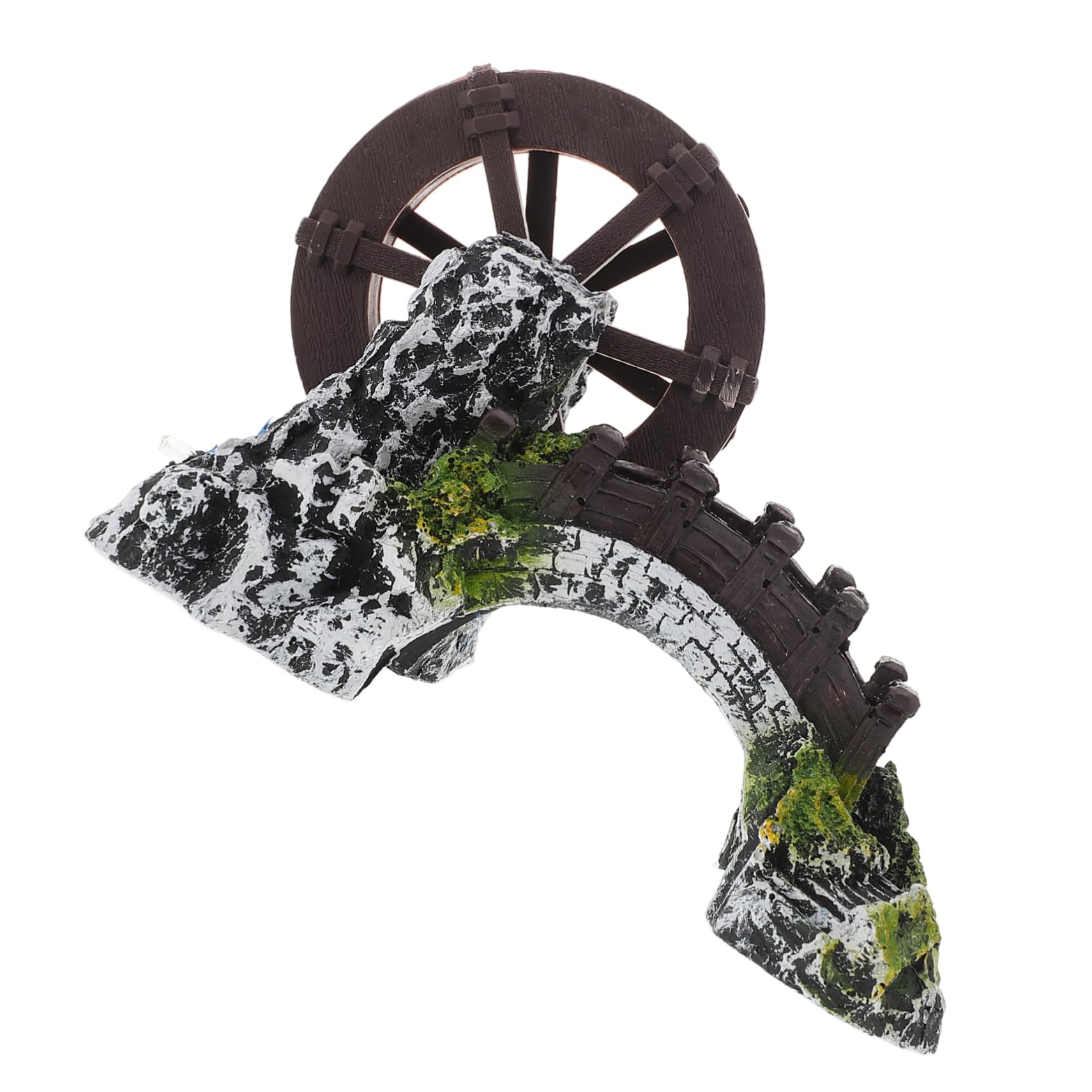 Milisten Ornement de Pont D'aquarium en Résine Roue à Eau Décorative, Design de Pont Réaliste, pour Décoration de Balcon ou Jardin