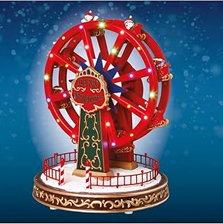 FEERIC LIGHTS & CHRISTMAS Pueblo de Navidad tiovivo Animado/Musical 24 LED a Pilas
