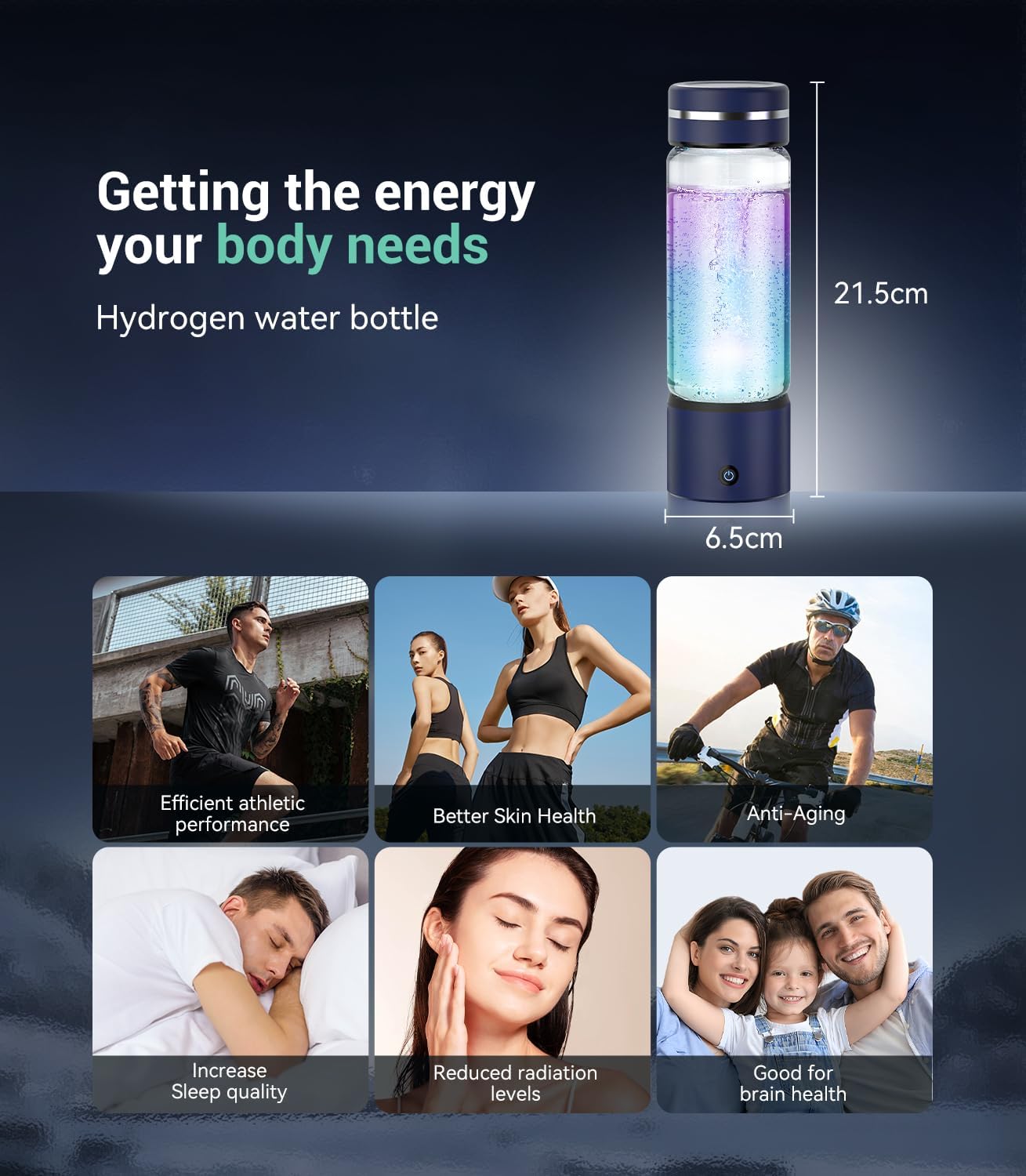 4.0 Upgrade Hydrogen Water Bottle & Double Hydrogen Content 【NO.1-100% Odorless】【SGS Certification - 5000PPB】 Hydrogen Water Bottle - 2025 SPE PEM Technique, Applicable to Various Water2