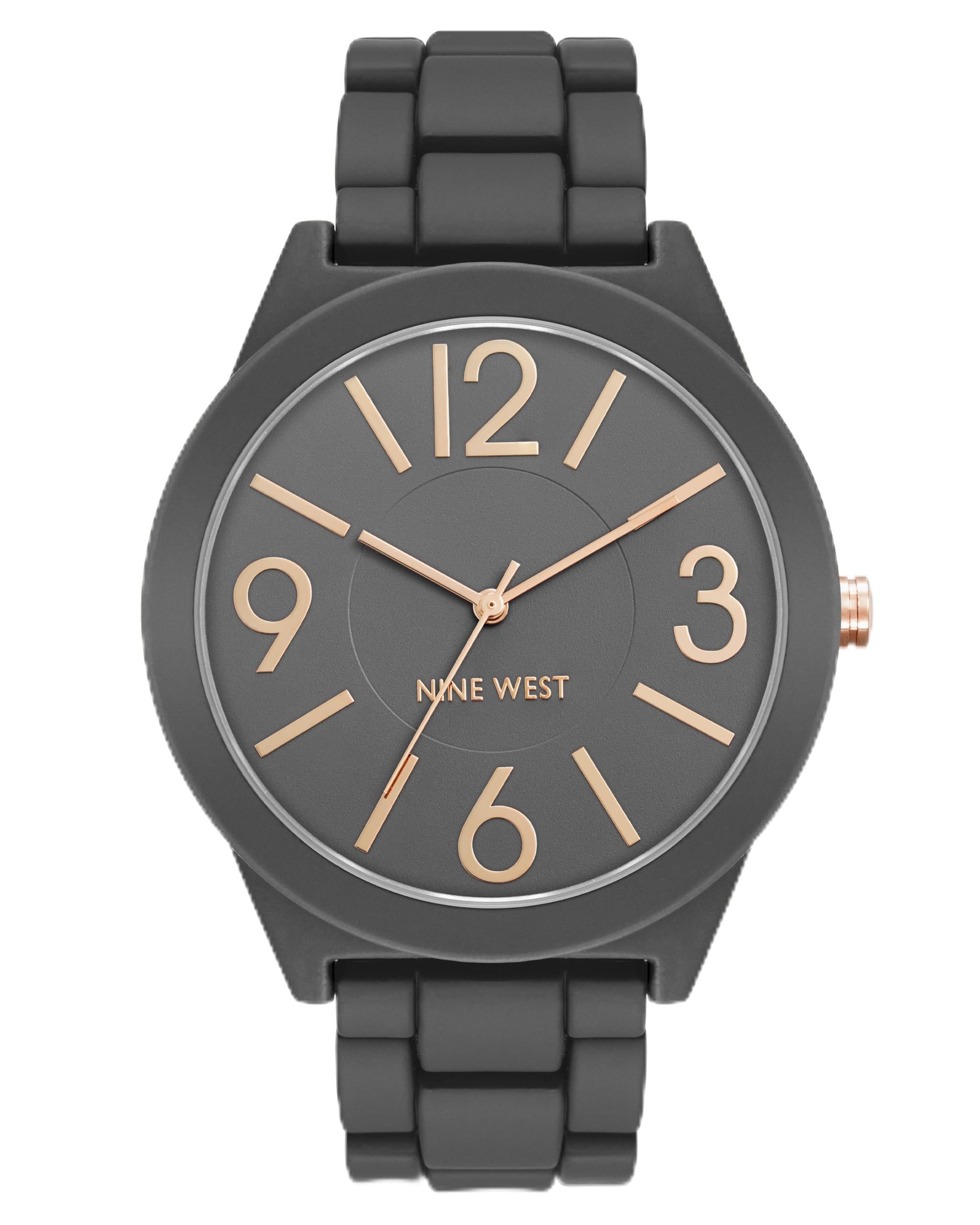 Nine West Women's Metal Bracelet Watch with Rubberized Coating