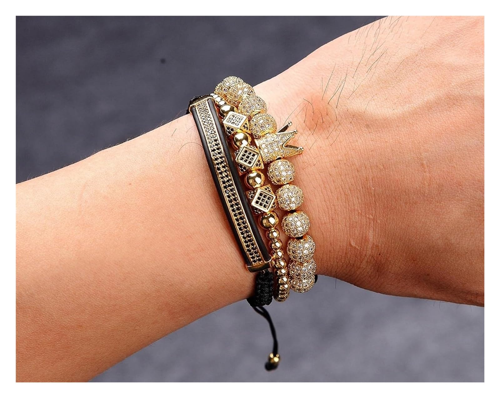 JCAKES Bracciali con perline Bracciali Gioielli Ragazze Intreccio Braccialetto di perline fatto a mano Zirconia Pavimentato Bend Bar Charm Corda Gioielli Regalo for uomo Donna Delicato