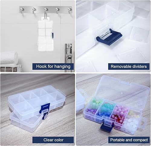 Miniatura 6 de UHZBTEC Paquete de 4 recipientes de almacenamiento apilables de cuentas transparentes con 36 compartimentos, caja organizadora para joyas,