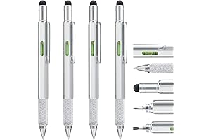 4 In 1 Multitool Pen with Extra Refills (Silver)