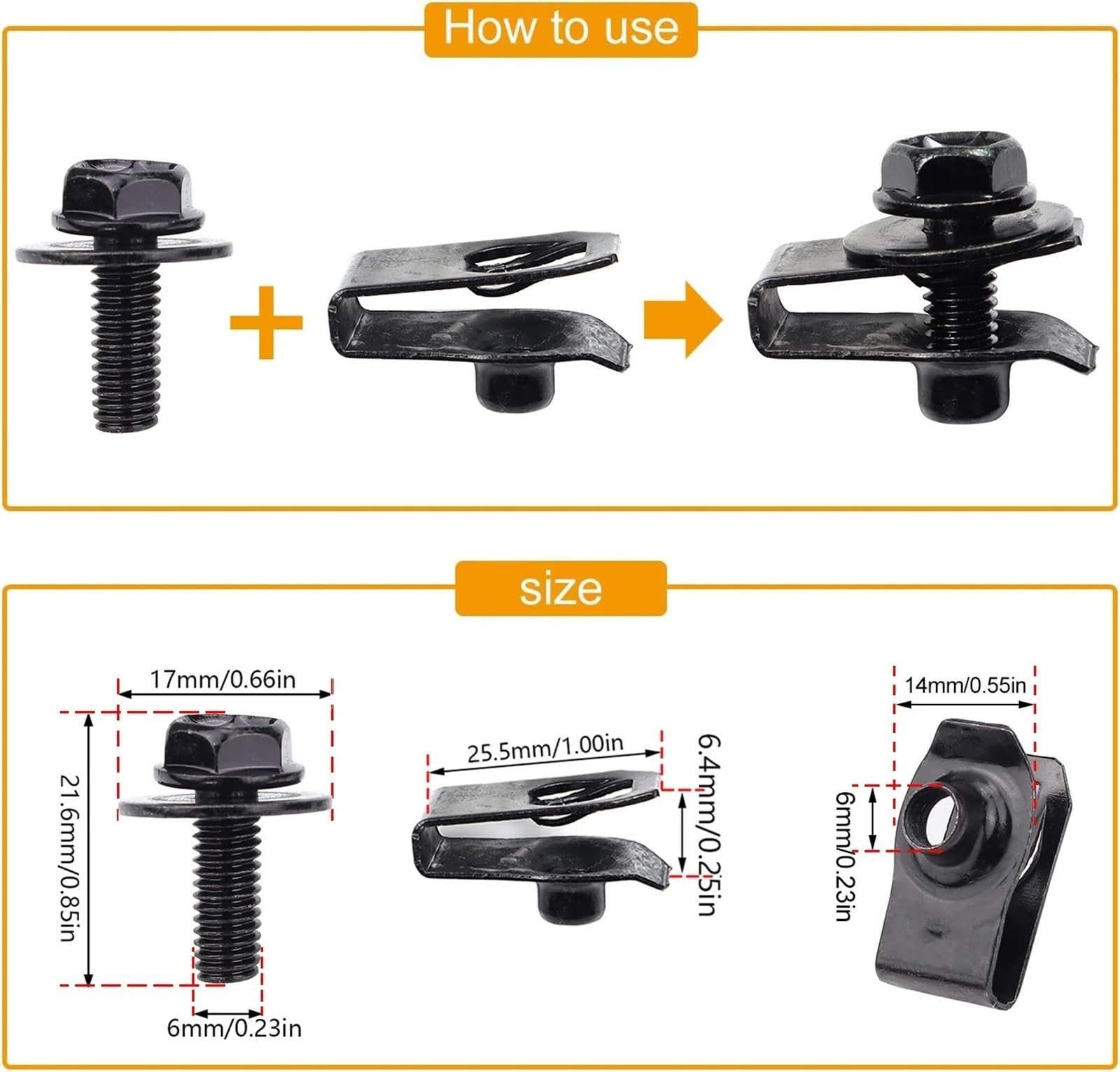 Riloer Set di viti per paraspruzzi motore, motore sotto il coperchio, viti paraspruzzi per carrozzeria, push retainer Fastener Rivet Clips, adatto per