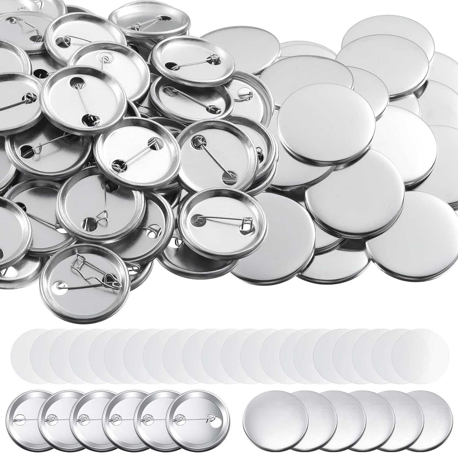 200 Juegos de Piezas de Botón de Pin de Insignia, Pin Personalizado,Chapas para Personalizar, Inferiores de Metal para Máquina de Fabricar Botones y Las Insignias de DIY(58 mm)