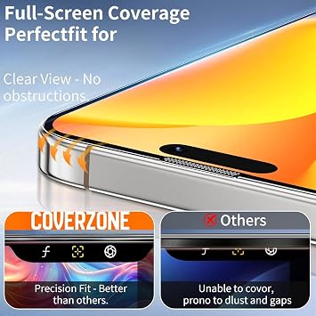 Coverzone İPhone 17 İle Uyumlu Yüksek Kalite Temperli Full Ekran Koruma Camı Tam Uyum Çizilmeye Dayanıklı 8-9H Nano Micro Tempered Glass Ekran Koruyucu Film