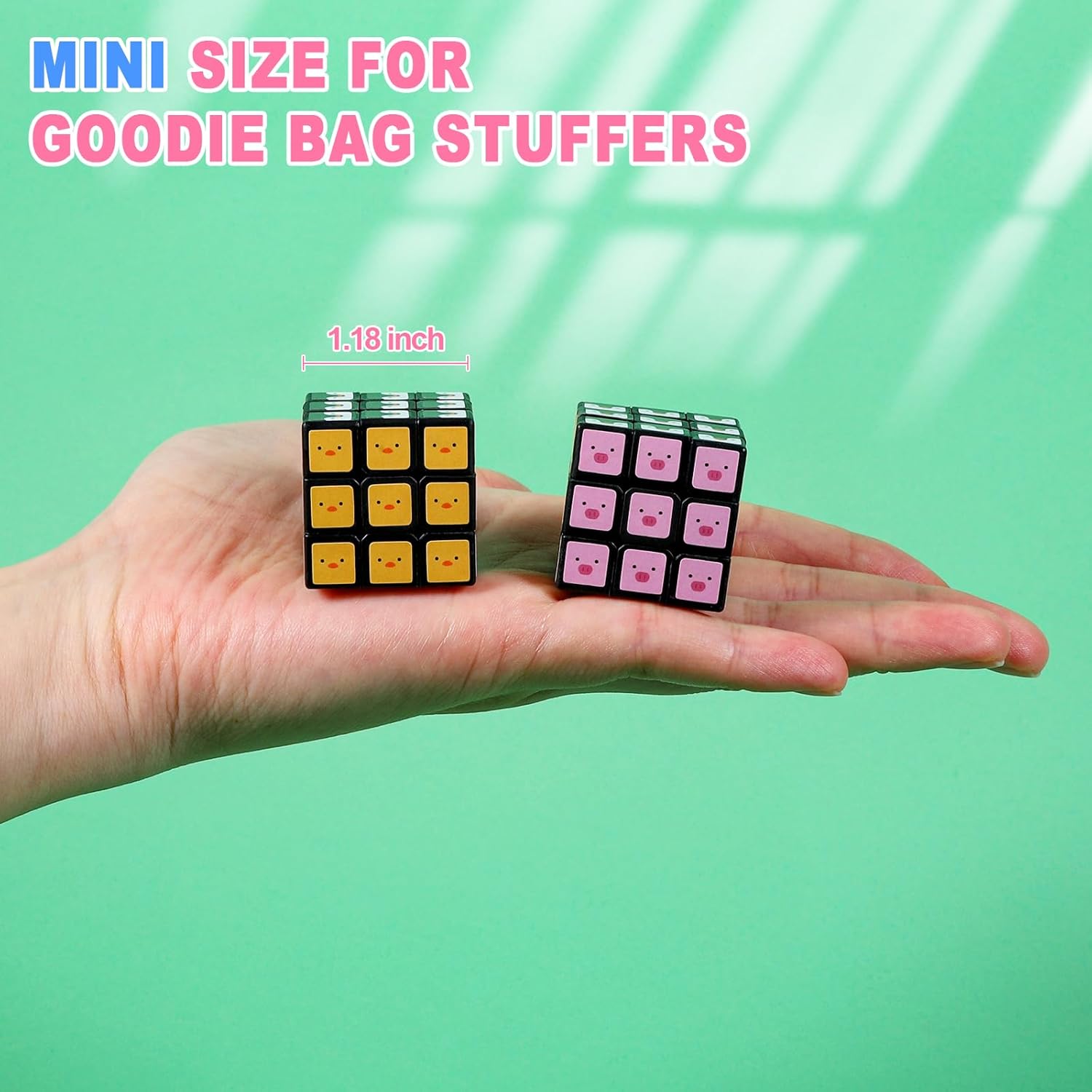 24 Pack Animals Mini Cube Bulk, 1.18 Inch 3x3x3 Small Puzzle Cubes Set, Animal Themed Birthday Party Favors, Classroom Rewards Prizes, Stocking Stuffers, Easter Basket Fillers for Kids