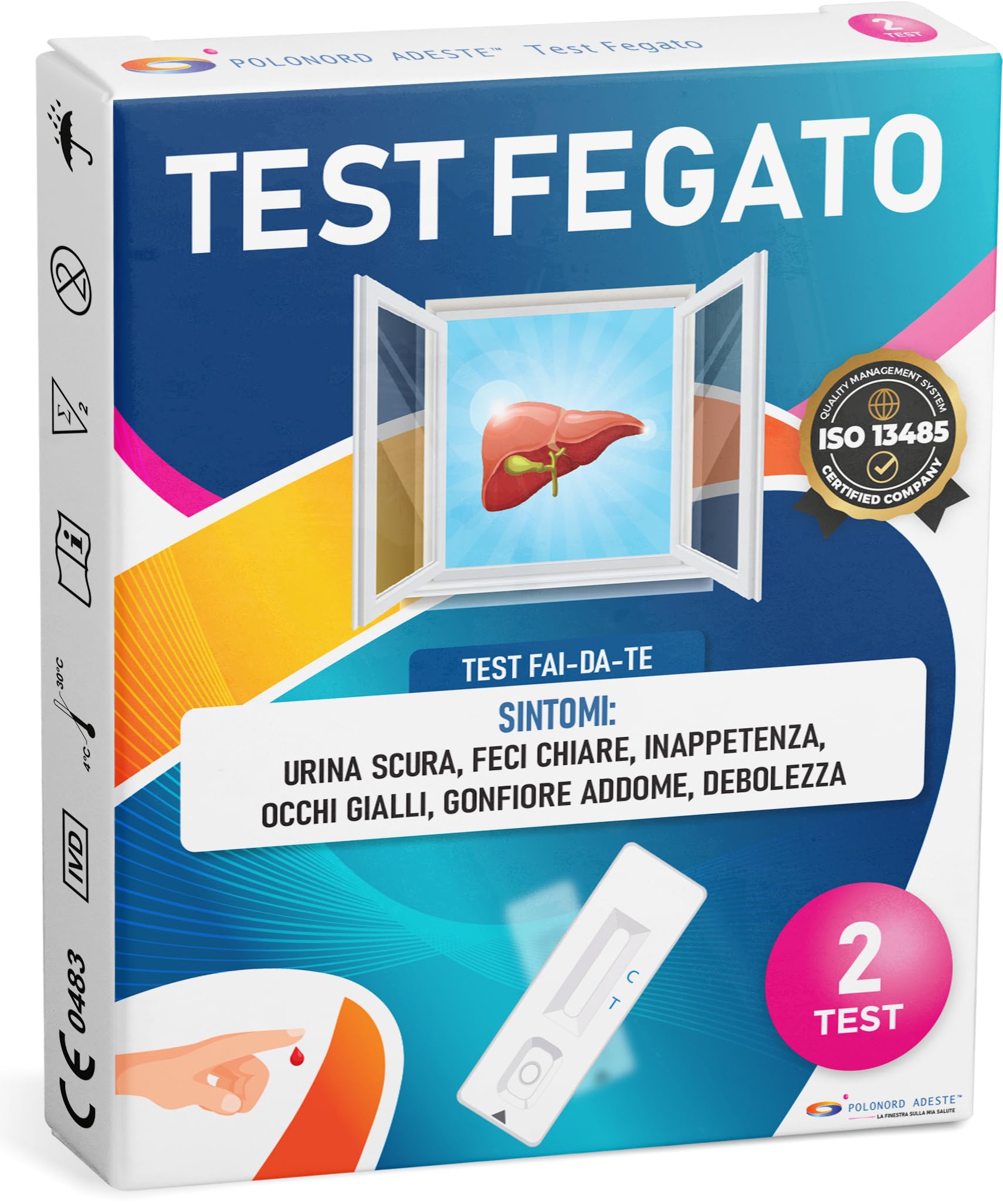 TEST FEGATO Adeste - Rapido fai da te per la rilevazione di problemi al fegato. Confezione da 2 test