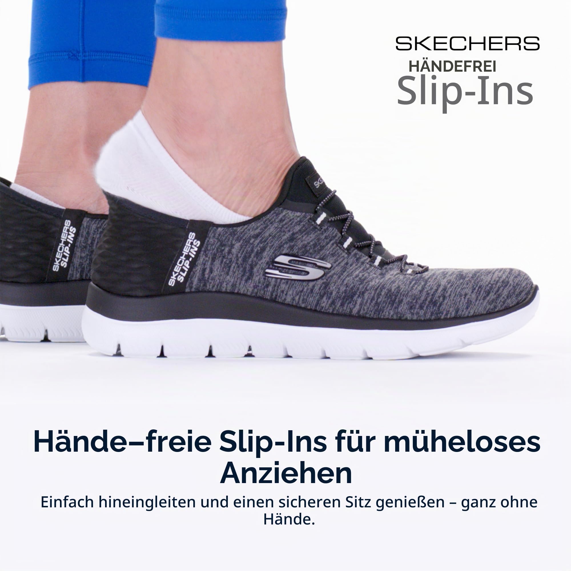 Skechers Damen Summits Dazzling Haze Slip-InTurnschuhe, Black Mesh/White Trim, 40 EU Large – Ansicht 2