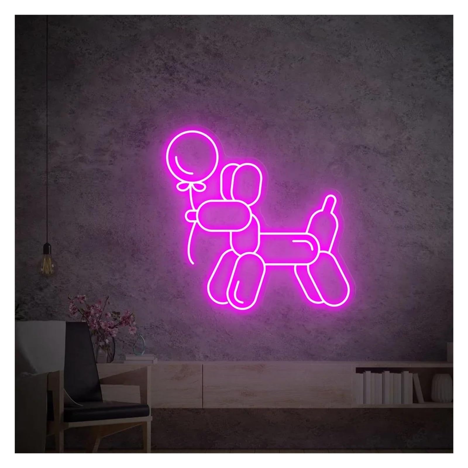 Lemst E Signs Lamp Balloon Dog Neon Signs Usb Powered Adjustabl Brightness Dog Balloon Neon Lights, Signboard Suitabl For Wall Decor 35Cmx35cm(E)