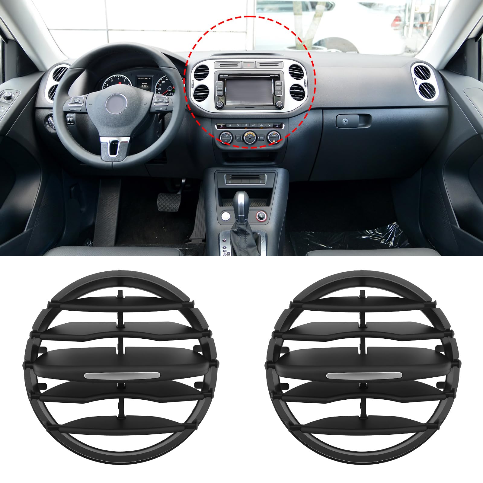 2 Stück Lüftungspaddel für Autoklimaanlagen 5N0819704 5N0819203 Kompatibel mit Volkswagen Tiguan 2010–2017 (Mitte)