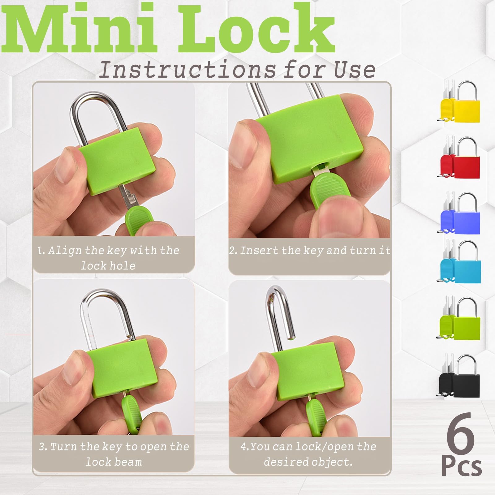 6 cerraduras pequeñas multicolor con llaves, cerraduras de maleta de metal, perfectas para asegurar mochilas, cajas, escuela y mucho más