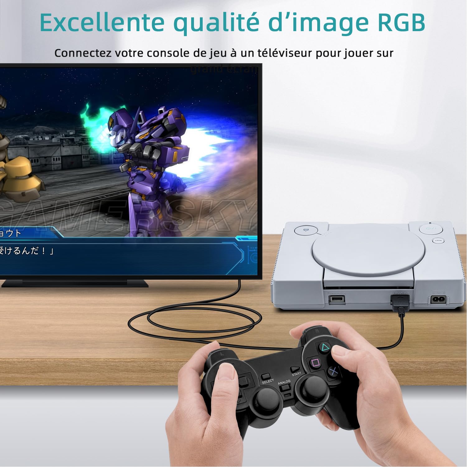 Mcbazel Câble SCART RGB AV Premium pour consoles PS1/PS2/PS3 PAL 180 cm, câble de conversion de signal vidéo de haute qualité - Non compatible avec les systèmes HDMI ou NTSC