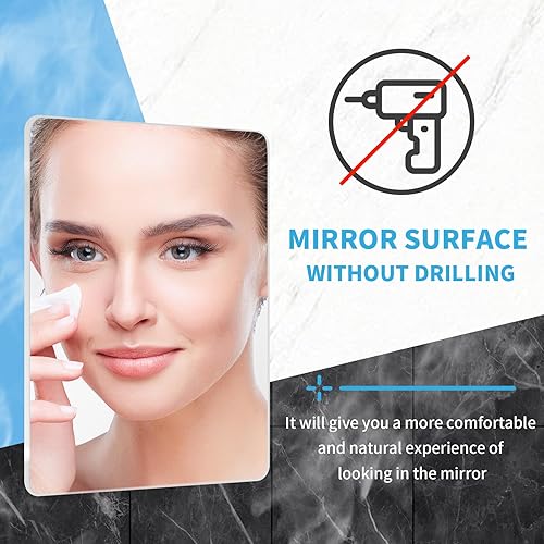 Miniatura 2 de Espejo de ducha sin niebla para afeitarse, espejo para ducha, sin niebla (sin niebla), espejo de ducha para afeitar, irrompible, súper grueso y sin