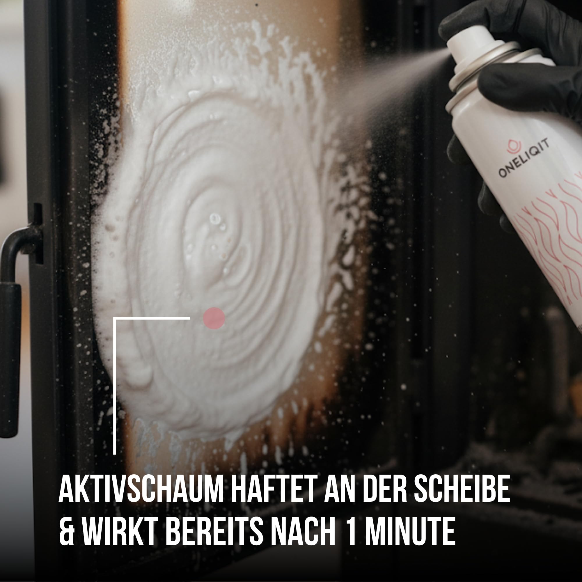 Kaminglasreiniger extra stark 400ml, Kaminscheibenreiniger mit Hochleistungs Aktivschaum Rezeptur für die effektive Beseitigung von hartnäckigen Verbrennungsrückständen