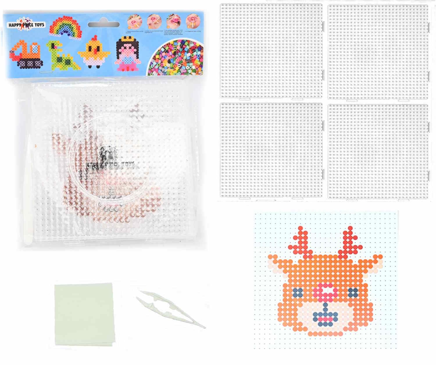 4 Bügelperlen Platten Groß 14,5cm - Transparente Steckplatten Set