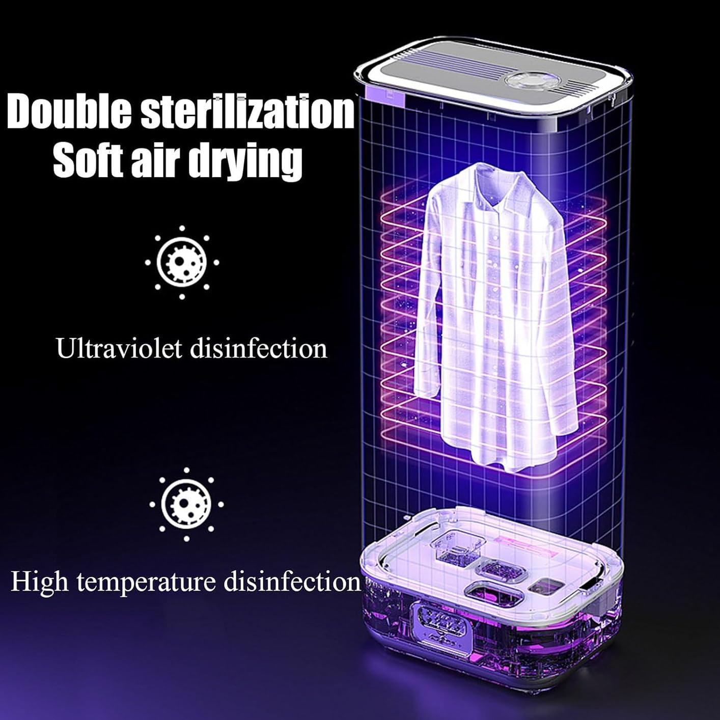 Generico Vaporiera Portatile per Indumenti, asciugatrice Automatica con Design Pieghevole per Una Stiratura Facile - Efficiente Ferro da Stiro Verticale per Una Rapida Cura dei Capi