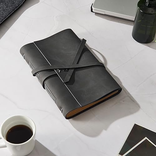 Miniatura 6 de MAYBELL Diario de cuero para escribir de 5 x 7 pulgadas, diario encuadernado en cuero genuino para hombres y mujeres, 200 páginas rayadas, cuaderno