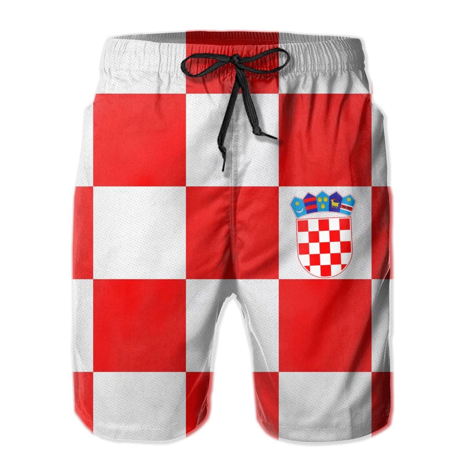 ZGXJJPP Mens Beach Shorts Croatia Flag 3D Printed Swim Trunks Quick Dry Surf Bathing Suit Multicolor