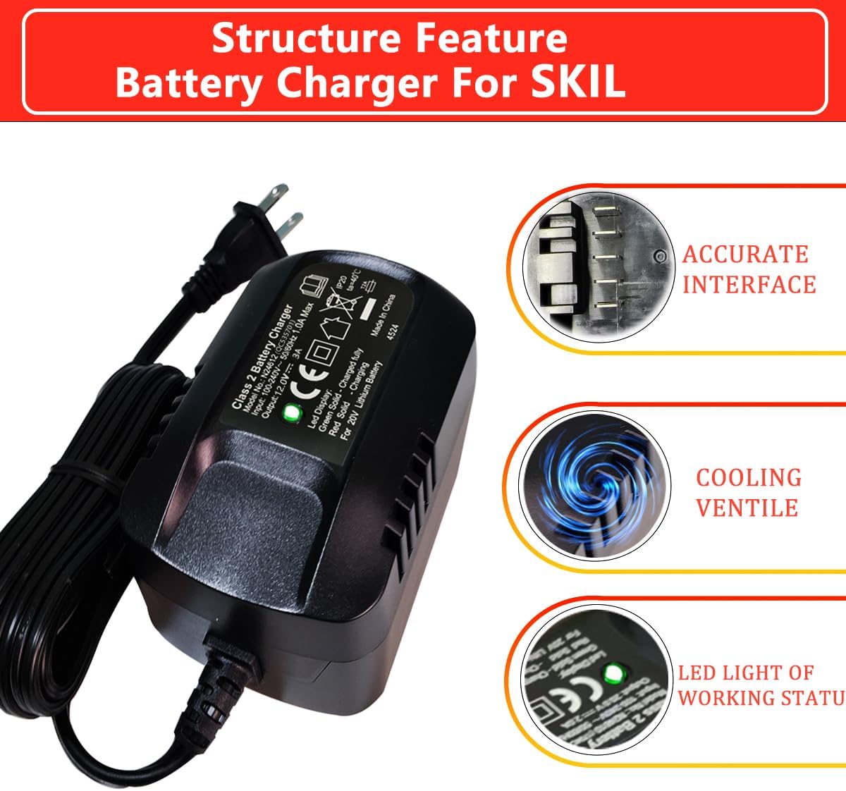 for SKIL 12V Fast Lithium Ion Battery Charger LED Indicator Light Can be Used for 12V Battery QC535701 - Image 4