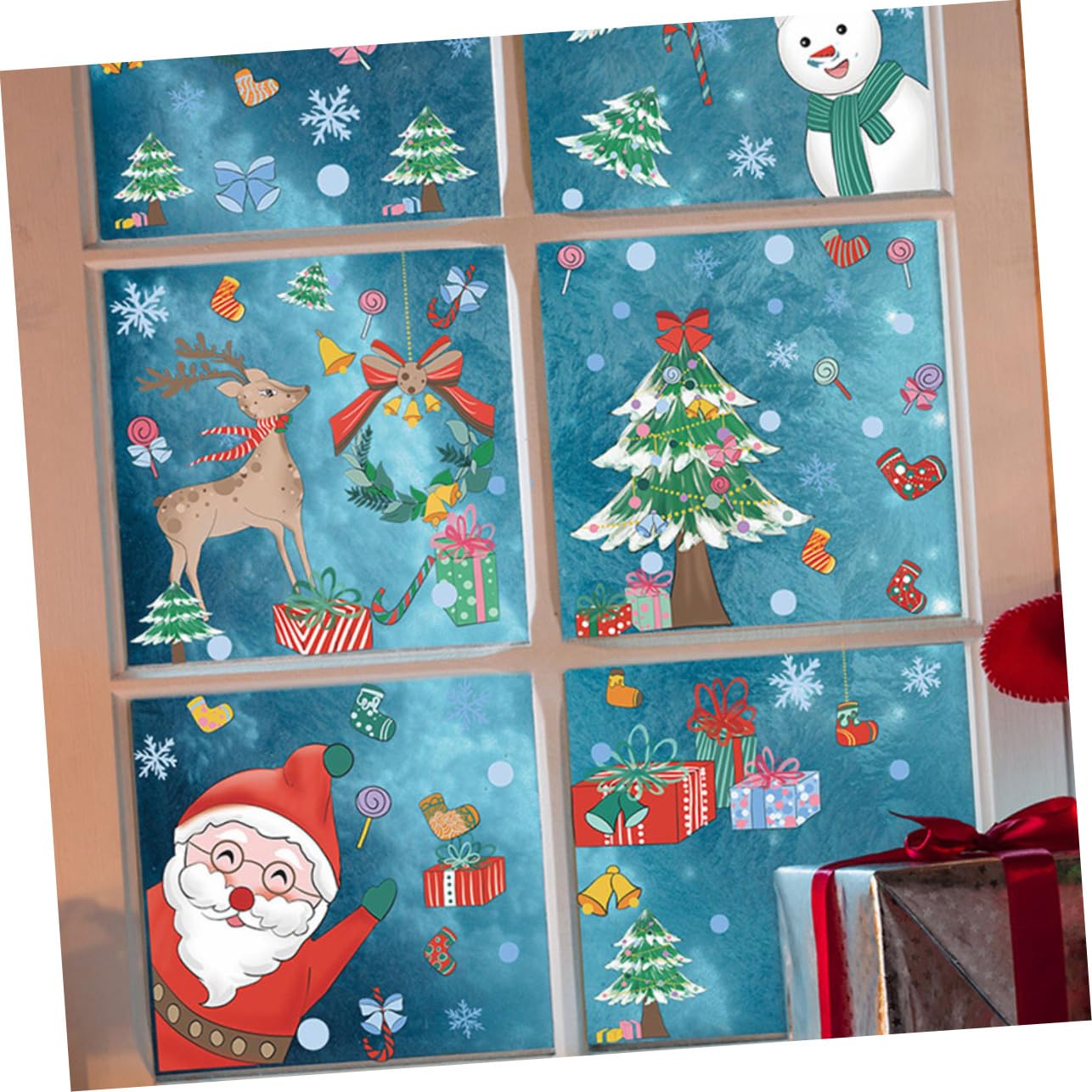 Alipis 30hojas Pegatinas Navideñas Para Ventanas Decoración De Navidad De Papá Noel y Para Ventanas Cristales y Espejos Decoración Navideña Reutilizable
