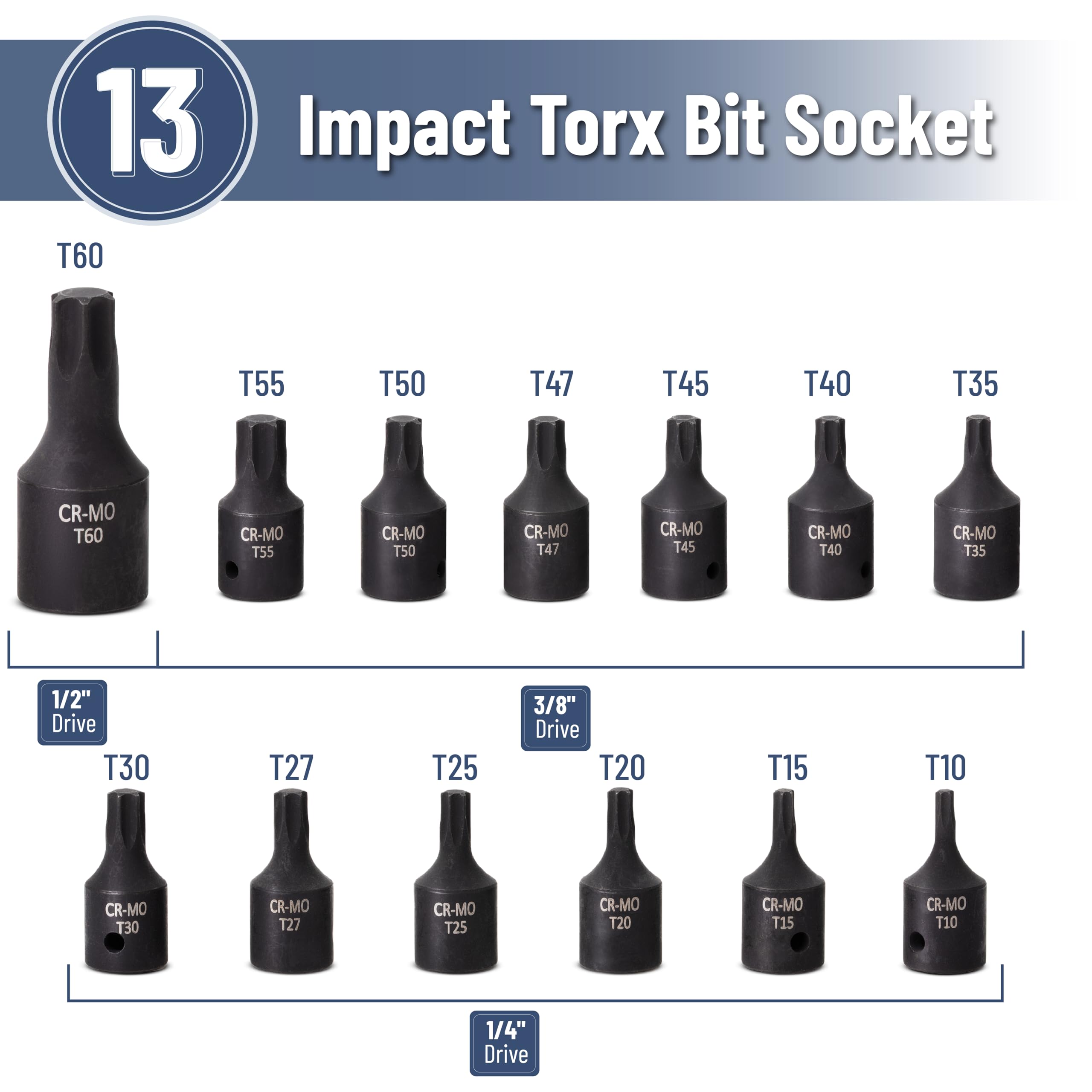 Bates Tamper Proof Torx Bit Set - 13 Piece T4-T40 Torx Security - View #9