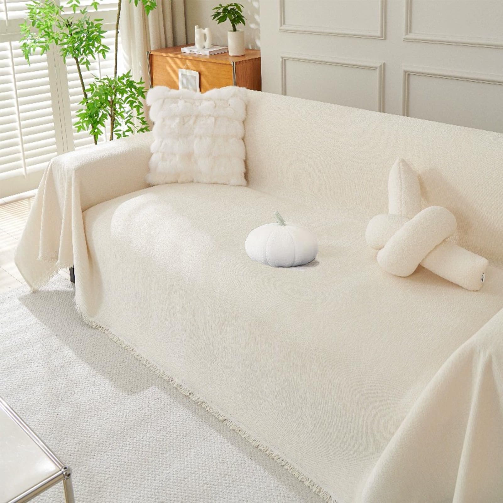 Cubre Sofá para 2/3/4 Plazas, Colcha Multiusos para Sofas, Colcha Sofá 180x300 cm con Flecos Decorativos, Cubre Sofá 3 Plazas, Protector Sofá contra Arañazos, Pelo y Mascotas