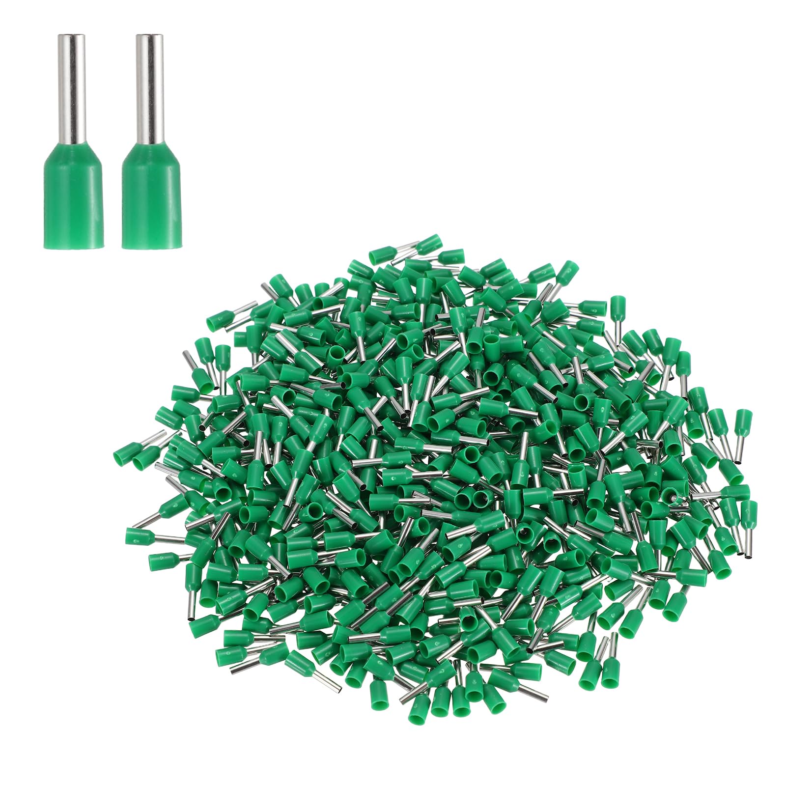 sourcing map 1000Pcs AWG16 Wire Ferrules Crimp Terminal, VE 15-08 Copper Insulated Ferrule Crimping Connectors Kit for Stranded Wire, Electric Power Industrial Control System(Green)