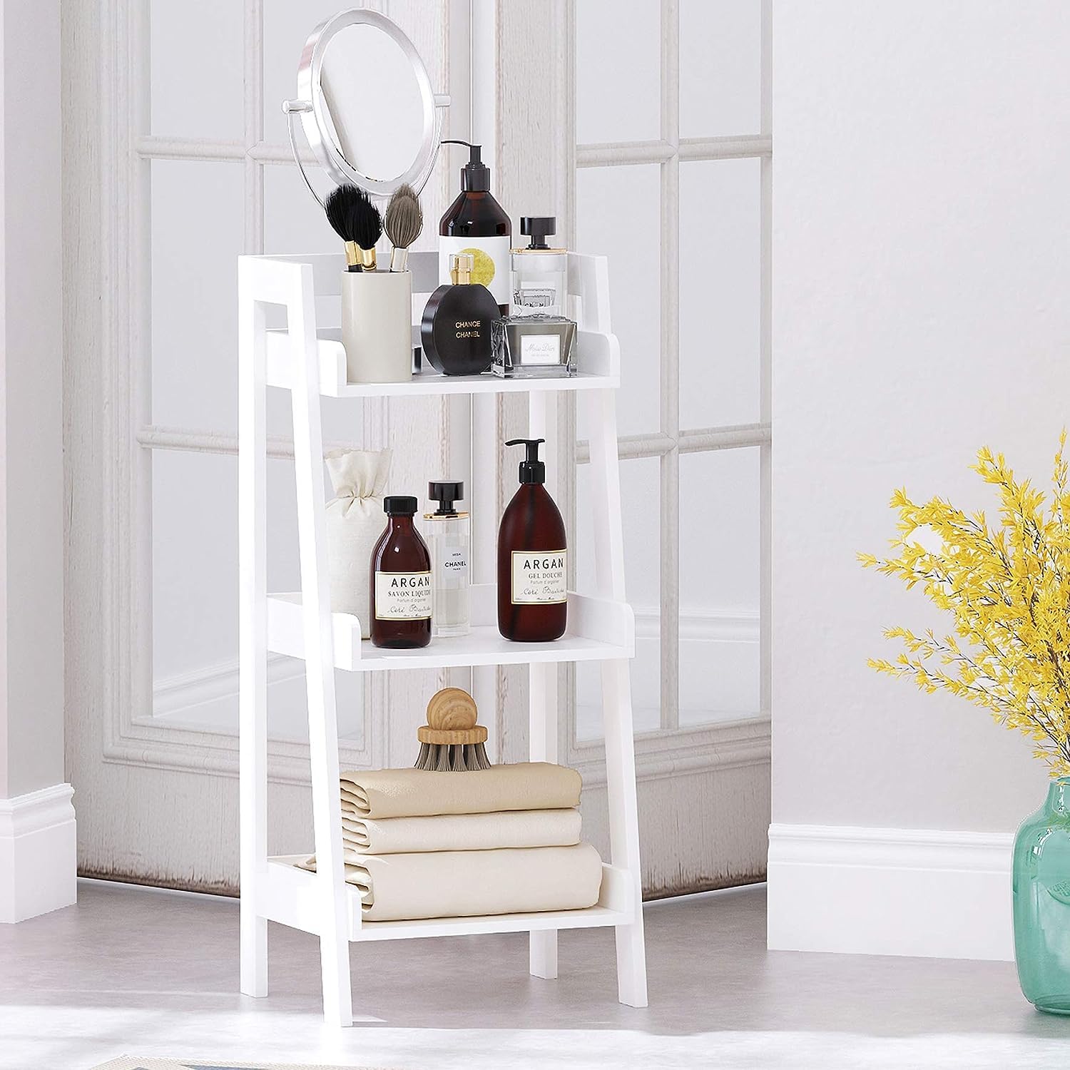 BELIEF WOOD Modern Ladder Bookcase Modern Bookshelve for Living Room Bedroom Hallway Office Storage Organiser Decorative Rack Shelve for Home-image-11