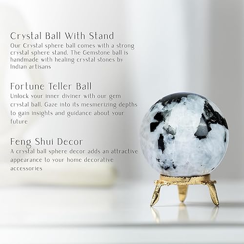 Miniatura 4 de Piedra lunar arcoíris, bola de cristal de cuarzo natural, Esferas decorativas, Piedra de cristal, Bola de cristal de Halloween, Accesorios de