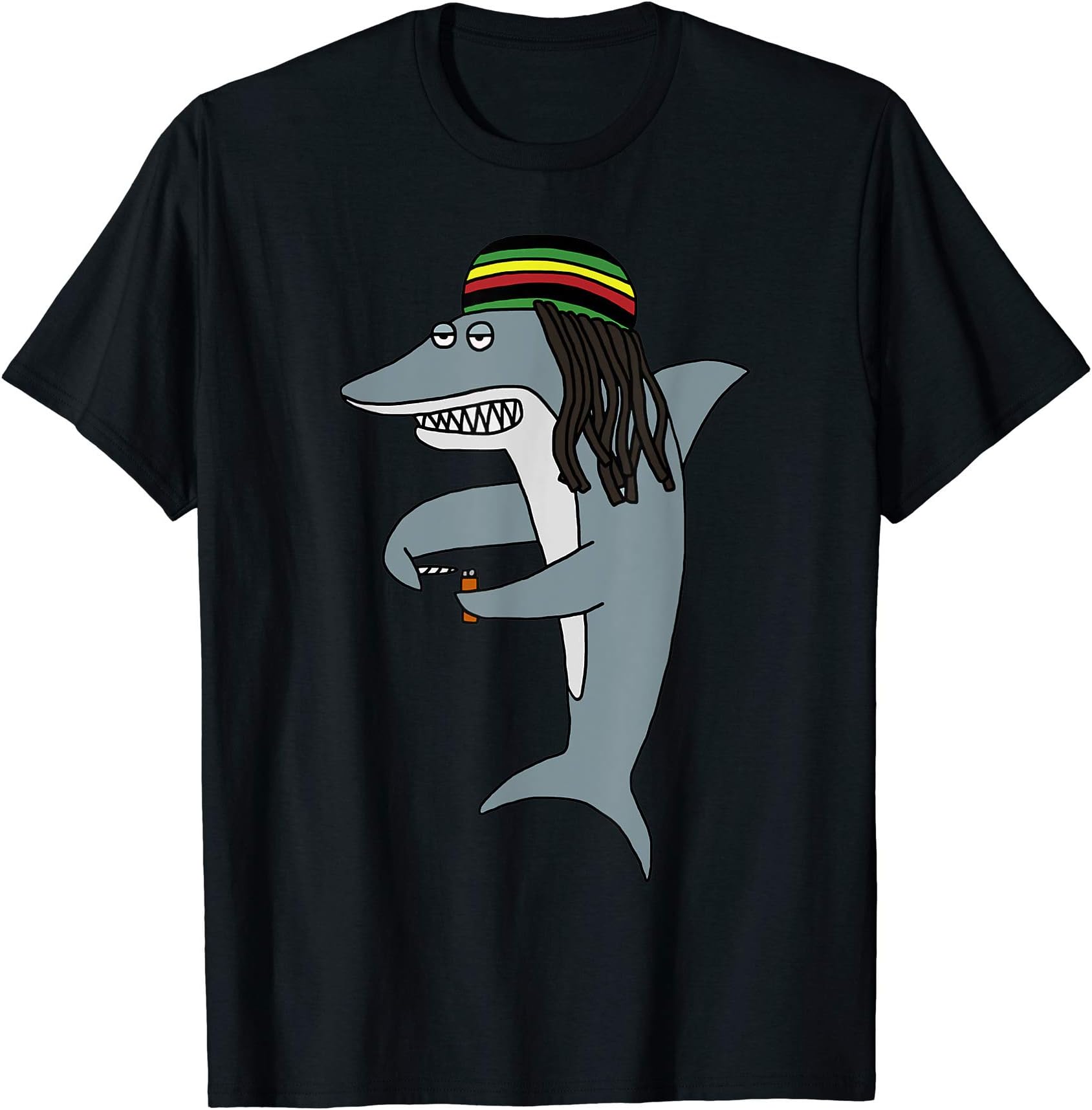 Reggae Shark Funny Dreadlock Rasta T-ShirtOEKO-TEX STANDARD 100