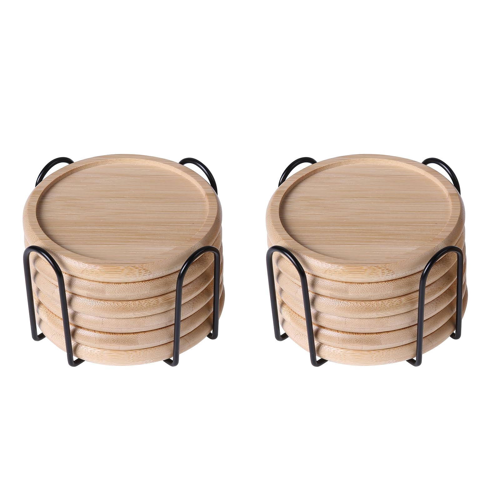 Posavasos de bambú para mesa de café, posavasos con soporte, posavasos calientes o fríos, juego de 4/8/12, 4 pulgadas, posavasos para bebidas, absorbentes, protección (12 piezas)