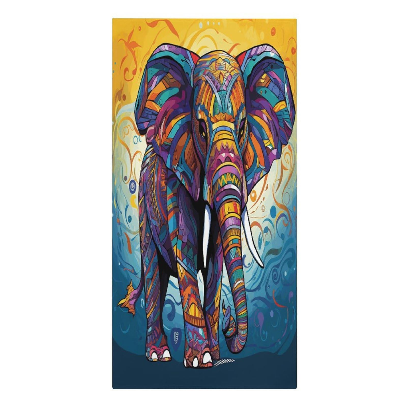 VstaDank Colorful Elephant Beach Towel Microfiber Oversized Beach Blanket Super Absorbent Soft Pool Bath Towel Sand Free Quick Dry Travel Towels Gifts for Yoga Sports Adults 30" X 61"