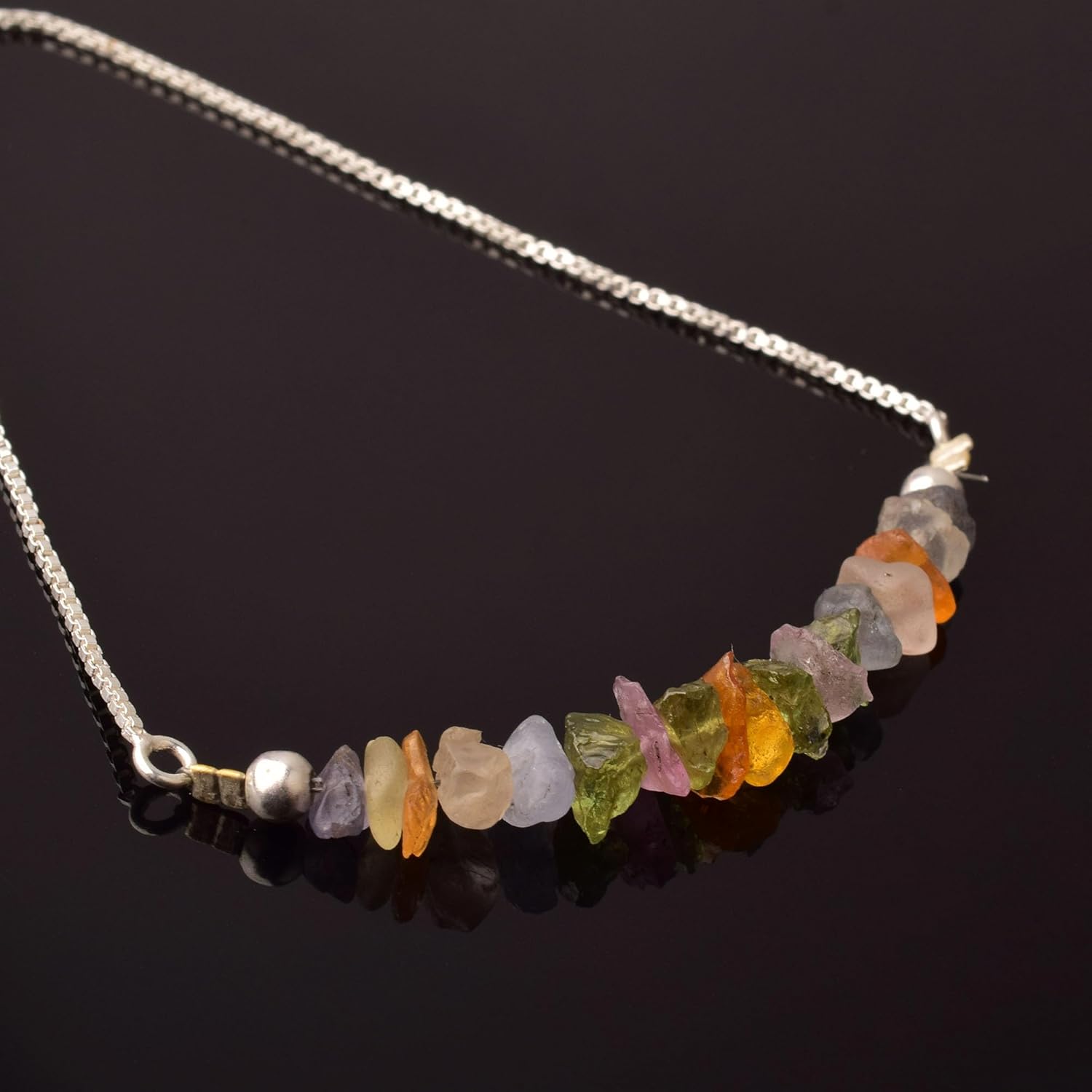 Natural Multi Sapphire Chip Bracelet – Adjustable Handmade Raw Gemstone Slider Bracelet for Women – Colorful Birthstone Jewelry (Multi Sapphire 6-9 mm) - Image 7