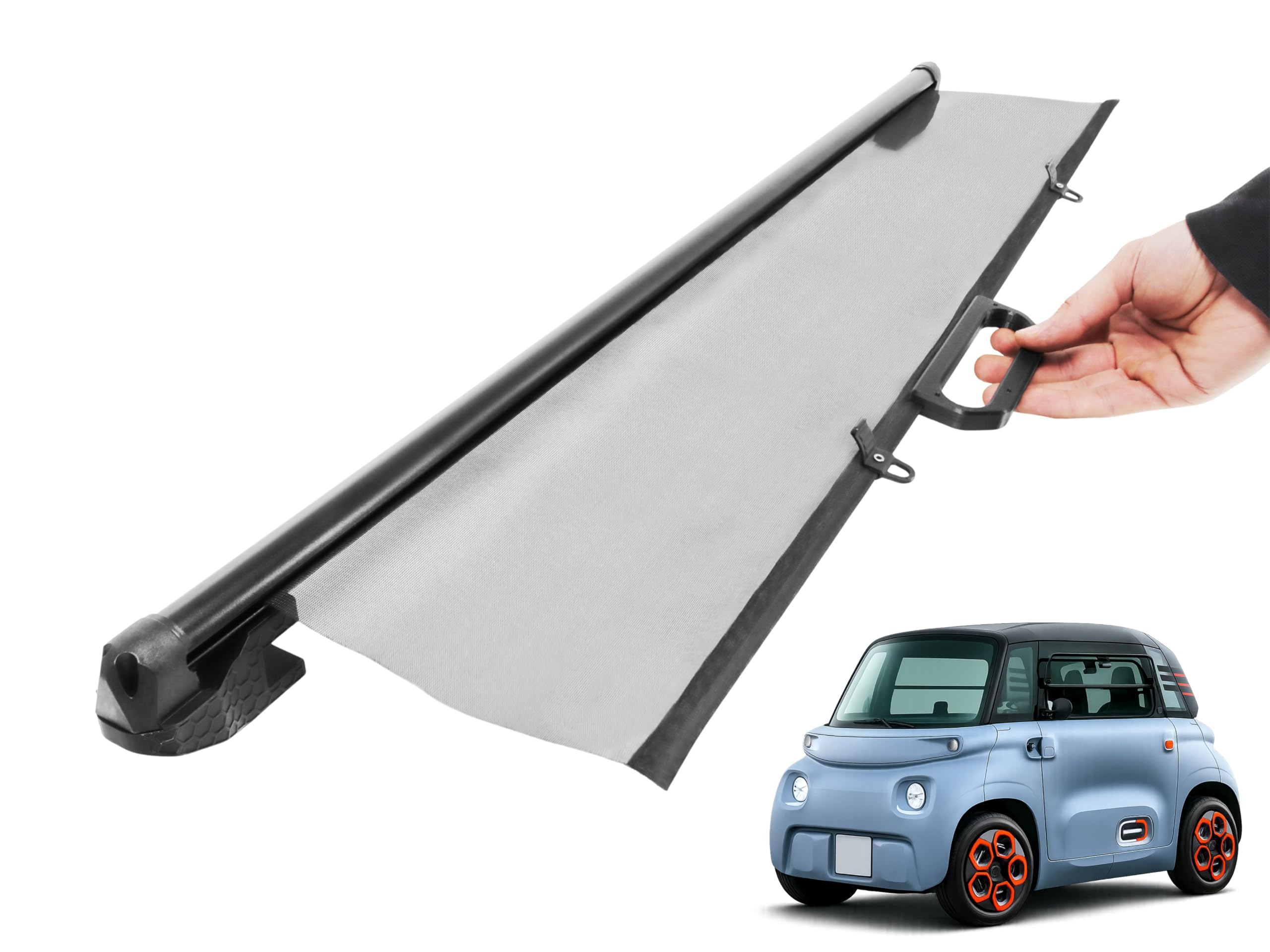 Tendina Oscurante Retraibile per Tetto Panoramico, Nuova Versione, Compatibile con Citroën AMI, Adatta a Fiat Topolino e Opel Rocks, Parasole Auto Protezione UV 90x60 cm, Kit Completo