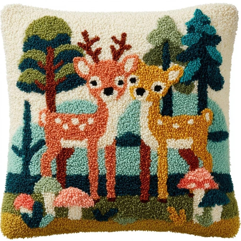 AxiangziK DIY Latch Hook Cushion Kit for Adults,Animals Sika Deer