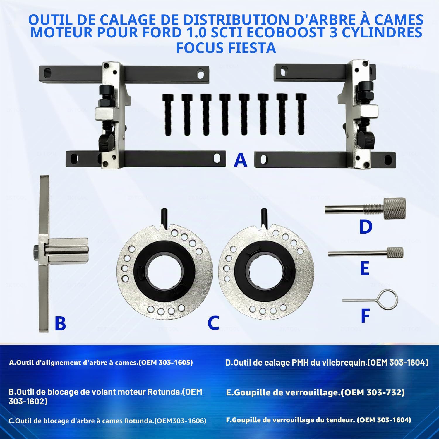 ZKTOOL Outil de Verrouillage de Courroie de Distribution, Compatible avec Ford 1.0 SCTI ECOBOOST 3 Cylindres, Outil de Réglage de Courroie de Distribution, 303-1605/1 303-1605/2